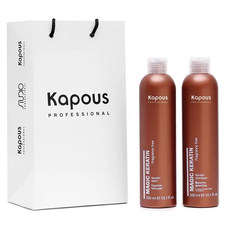 Kapous Professional Magic Keratin Восстановливающий набор с кератином «Magic Keratin» Набор: шампунь, бальзам, пакет