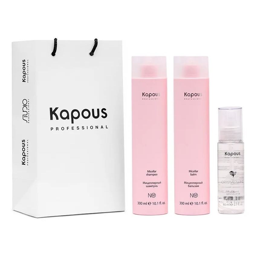 Kapous Professional Treatment Мицеллярный набор для блеска волос Набор: шампунь, бальзам, флюид