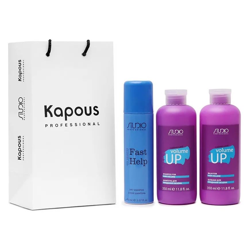 Kapous Professional Caring Line Набор для головокружительного объёма «Volume Up» Набор: шампунь, бальзам, сухой шампунь, пакет