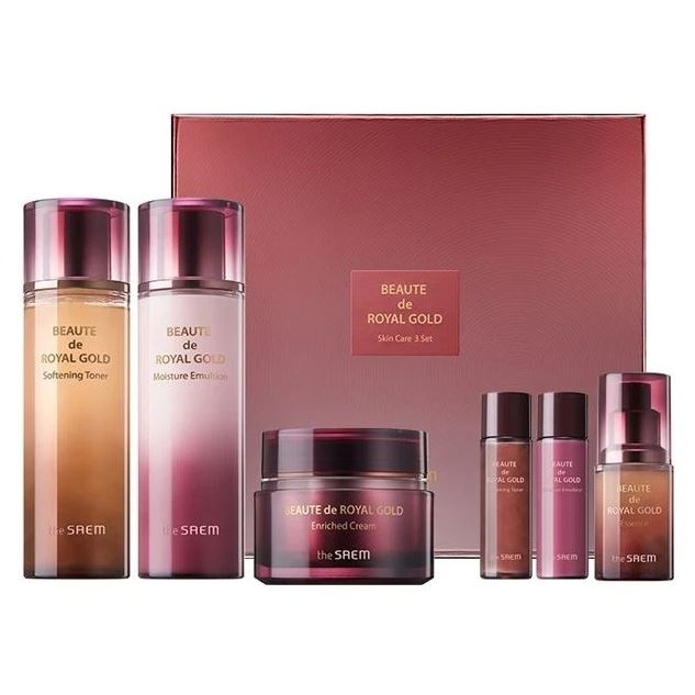The Saem Face Care Набор Beaute de Royal Gold Skin Care 3 Set AD Набор уходовый для лица: тонер, эссенция, эмульсия, крем