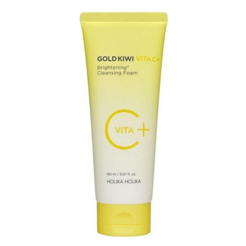 Holika Holika Cleansing Gold Kiwi Vita C Plus Brightening Cleansing Foam Пенка для лица с витамином С и пантенолом для сияния кожи 
