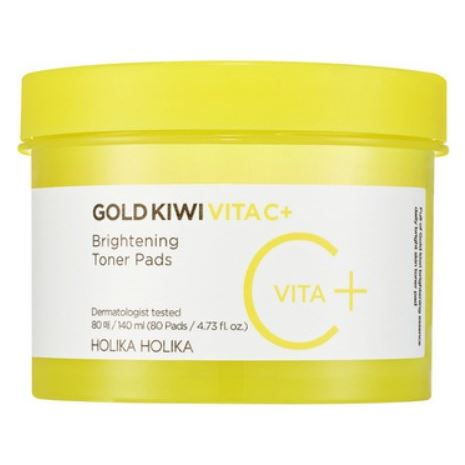Holika Holika Face Care Gold Kiwi Vita C Plus Brightening Toner Pad  Тонер-пэды для лица с витамином С и ниацинамидом для сияния кожи 
