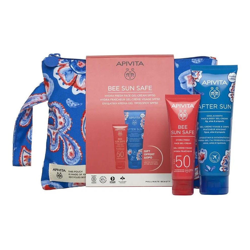 Apivita Bee Sun Safe Набор Bee Sun Safe - Hydra Fresh Face Gel-Cream SPF50 Набор: солнцезащитный увлажняющий гель-крем, охлаждающий и увлажняющий гель-крем после солнца