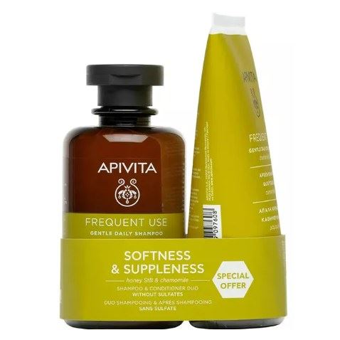Apivita Hair Care Набор Softness & Suppleness Набор: мягкий шампунь с Ромашкой и Мёдом, мягкий кондиционер с Ромашкой и Мёдом