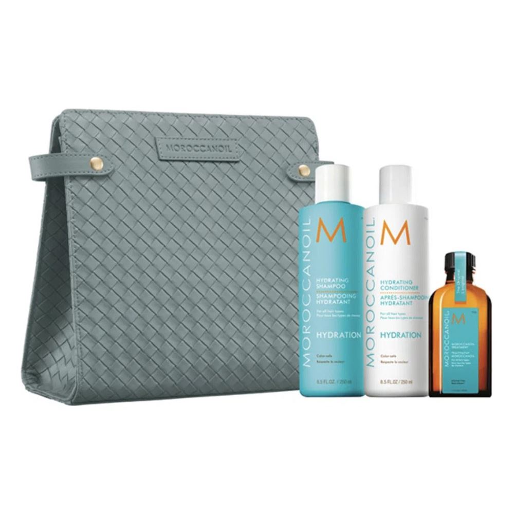 Moroccanoil Hydrating Набор Hydration в серой косметичке Весенний набор в серой косметичке, Hydration: шампунь, кондционер, масло 