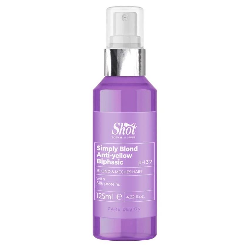 Shot Care&Glamour Simply Blond Anti-yellow Biphasic Увлажняющий несмываемый спрей против желтизны
