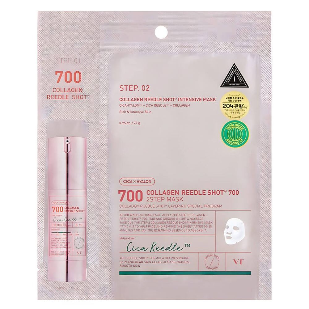 VT Cosmetics Collagen Collagen Reedle Shot 700 2Step Mask  Усиленная маска с микроиглами и коллагеном 