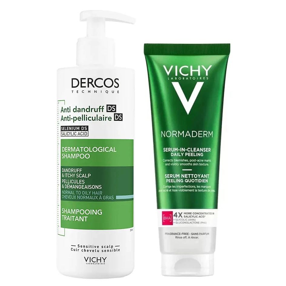 VICHY Dercos Набор Dercos & Normaderm  Набор: шампунь против перхоти, гель-сыворотка