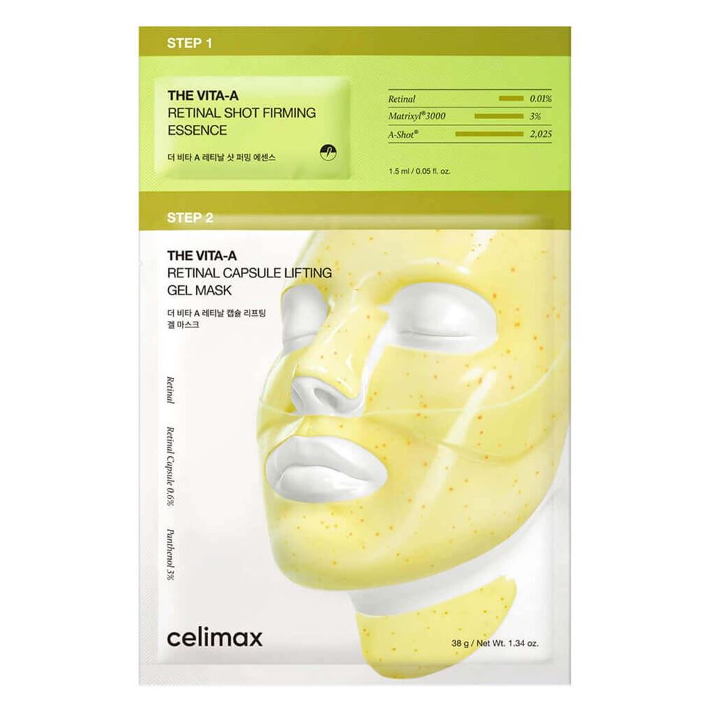 Celimax Solution The Vita-A Retinal Shot 2-step Gel Mask Двухфазная гидрогелевая маска для лица с ретиналем и микроиглами