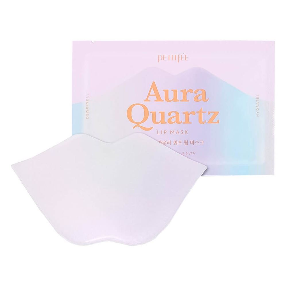 Petitfee Face Care Aura Quartz Lip Mask Гидрогелевая разглаживающая маска для губ с жемчужной пудрой