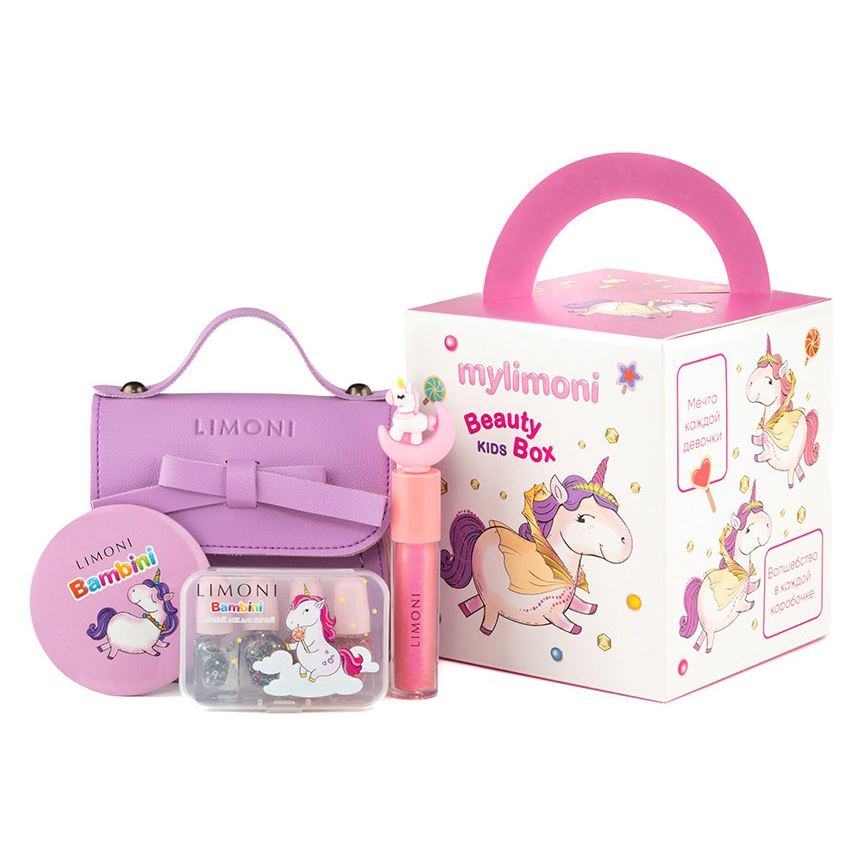Limoni Gift Sets Набор 43 - набор 3 Bambini Mini Nail, Блеск "Magic Rich Gloss" 1, зеркало, Сумка фиолетовая Набор №43: Набор №3 Bambini Mini Nail+Блеск "Magic Rich Gloss" 1+зеркало+Сумка фиолетовая