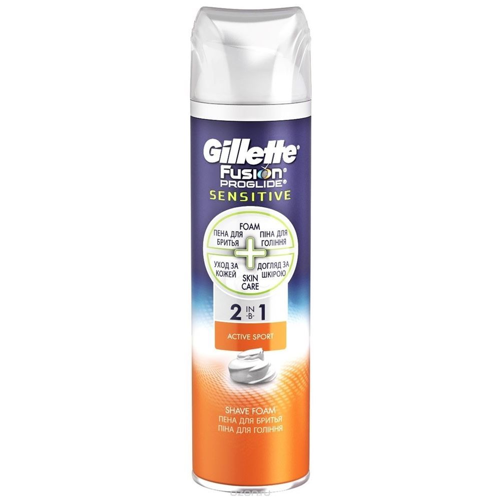 Gillette Средства для бритья Fusion ProGlide Sensitive Foam 2-в-1 Active Sport Пена для бритья 
