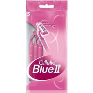 Gillette Бритвенные системы Blue II Бритва одноразовая розовая Одноразовые бритвенные станки Blue II для женщин - 5 шт