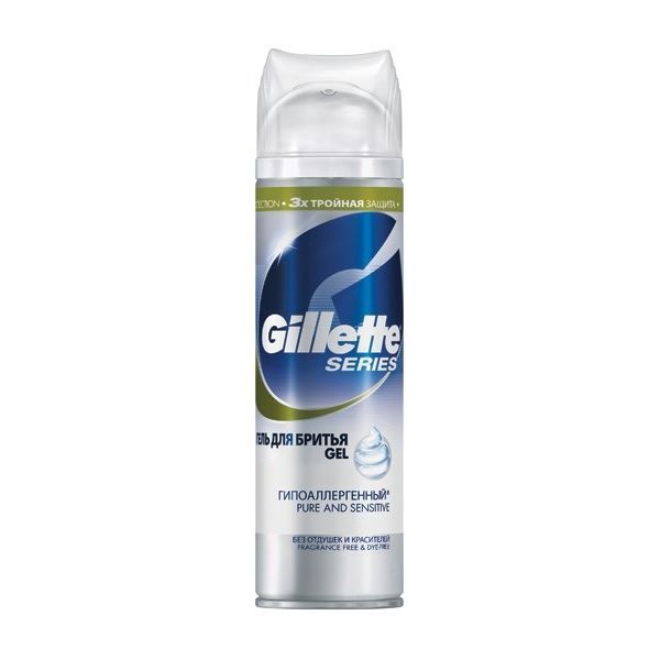 Gillette Средства для бритья Series Gel Pure & Sensitive Гель для бритья  гипоаллергенный с экстрактом алое и витамином E